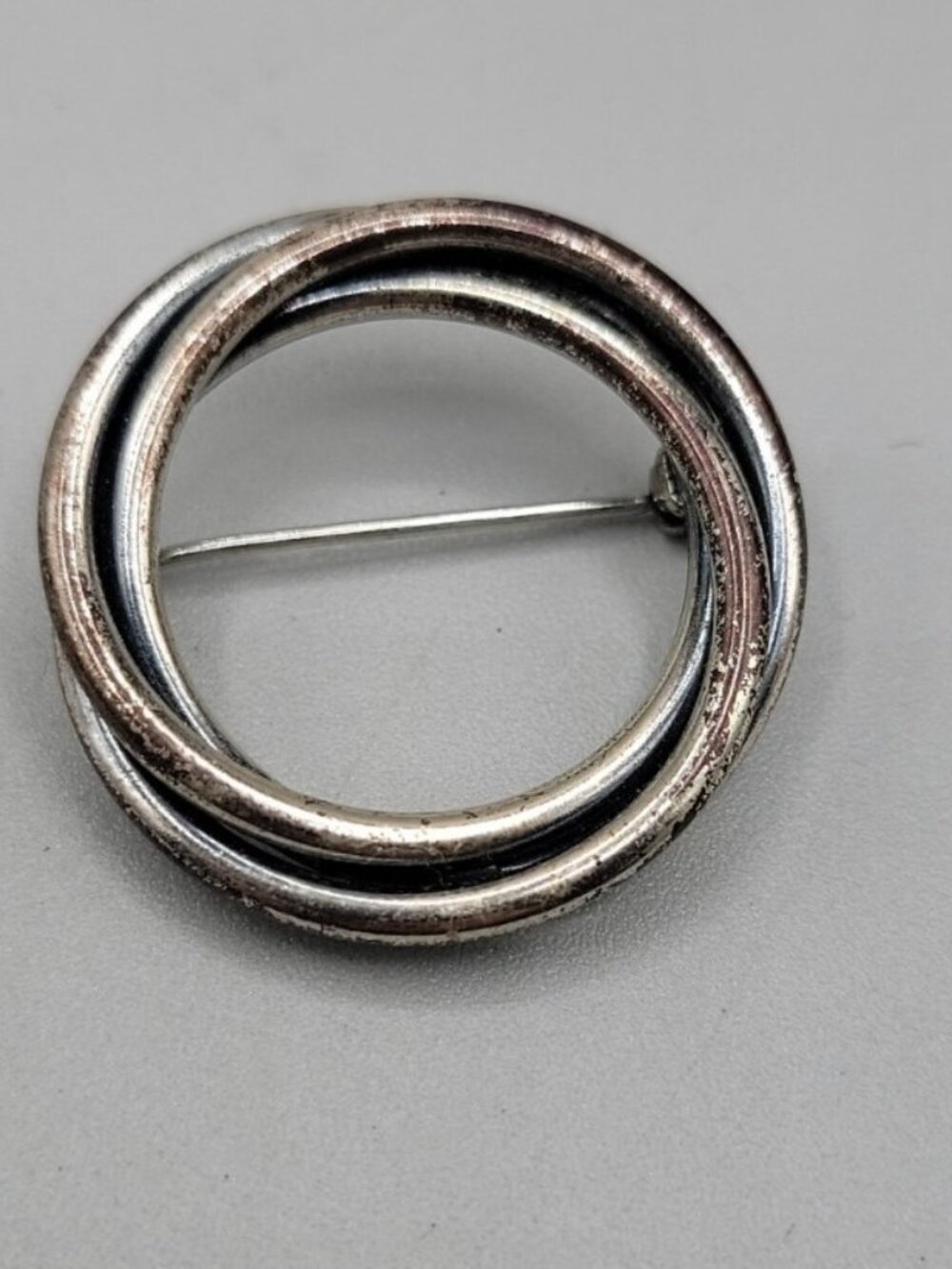 Vintage Beau Sterling Silver Open Twisted Circle Brooch 925 1950s Designer Pin